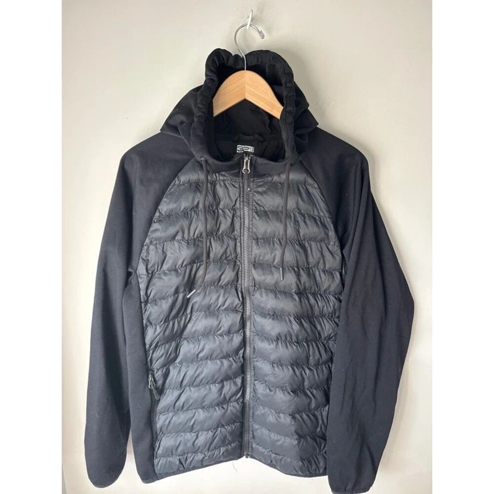32 Degrees Heat Black Hybrid Puffer Hooded Jacket Men’s Medium